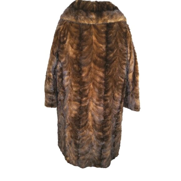VINTAGE 50s I. MAGNIN Full Length Demi Buff MINK FUR COAT Mahogany Shawl Collar - Picture 3 of 11